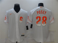 Mens San Francisco Giants #28 Buster Posey Nike White 2021 City Connect Jersey